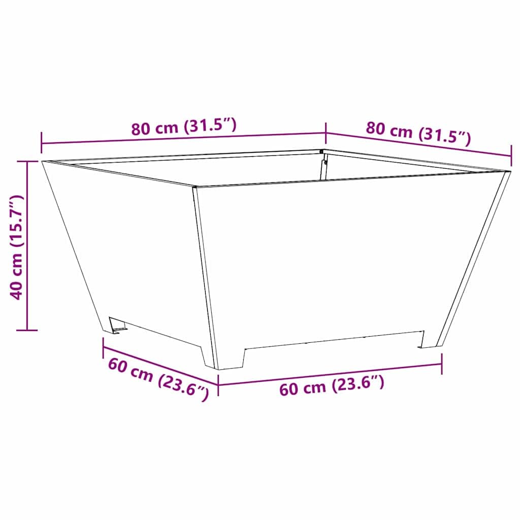 vidaXL Hoguera Negro 80 x 80 x 40 cm Acero, Hogar y jardín: fogata portátil, Cuadrada, Moderna, calefacción al Aire Libre, Resistente para reuniones