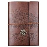 Billtigif PU Leather Journal Notebook, Refillable Travel Vintage Writing Journals Diary, Gifts for Women, Men, Teen Girls and Boys, 100GSM Lined Paper,160 Pages(Brown, A5 9.2' x 6.5')