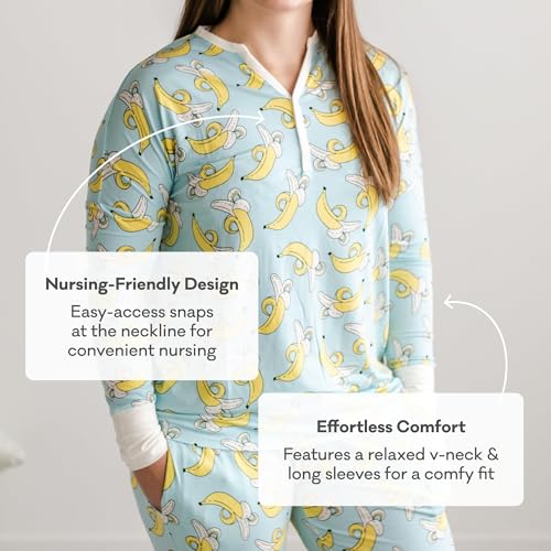 Image of Little Sleepies Womens Pajama Top, Viscose from Bamboo, Henley Button Up Nursing PJs, Family Matching Pajamas for Women Set