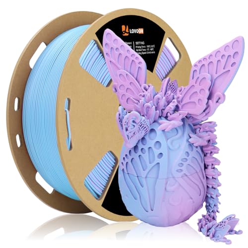 Image of LOVOON Matte Tricolors PLA 3D Printer Filament Multi-Color Changing by Angle Rainbow PLA 3D Printing Filament Fit Most 3D Printers /3D Pens,Matte Purple /Pink /Blue,1KG(2.2lbs) /Spool