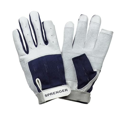 Sprenger Handschuhe aus Leder, Mechanikerhandschuhe, Arbeitshandschuhe, offen, blau-weiss Cover