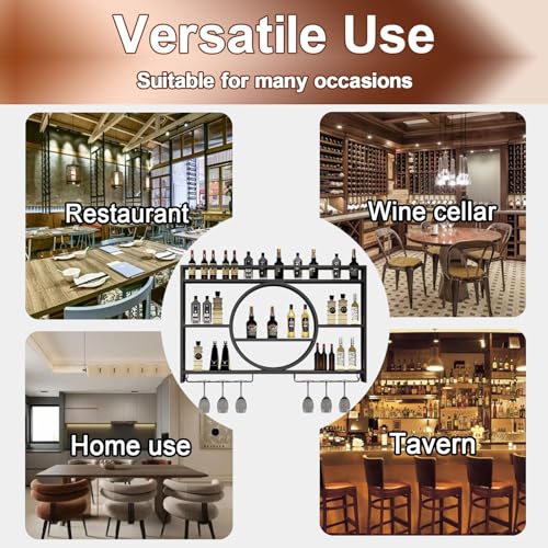 Support de verre à vin en métal avec étagère lumineuse multifonction - 7