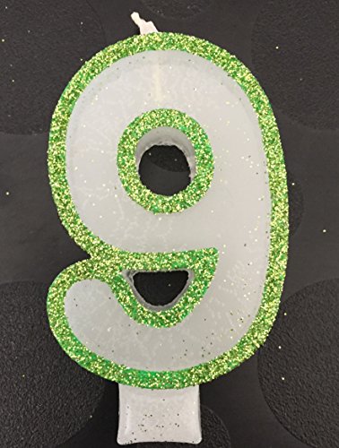 Wasiwax No (9) Birthday Candle - Green Glitter Wasiwax No (9) Birthday Candle - Green Glitter
