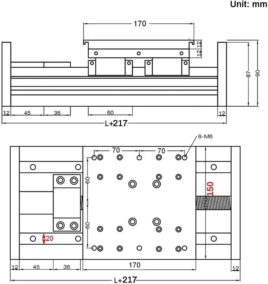 Heavy Duty Linear Slide Table HGR20 Guide Rail 4PCS HGR20 Linear Bearings SFU2010/SFU1605/SFU1610/SFU2005(200mm-SFU1610)