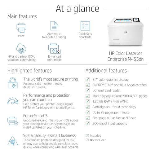Image of HP Color LaserJet Enterprise M455dn Duplex Printer (3PZ95A)