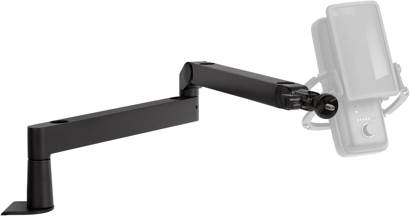 Wave Mic Arm Low Profile Microphone Boom Arm | Sits below shoulder line, 360-degree rotation, Magnetic cable channels, All-metal build, Fully adjustable mount