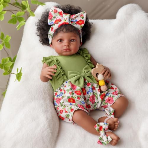 Muñeca bebé reborn negra 20 pulgadas suave y realista miniatura 3
