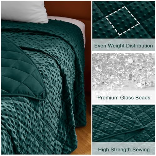 Image of Green Weighted Blanket for Adults 15lbs, 48 inchx72 inch, Twin Full Size Cooling Minky Heavy Throw Blanket for 140-160lbs, Soft Winter Thick Big Blankets Weighted Comforter Gift for Sleeping