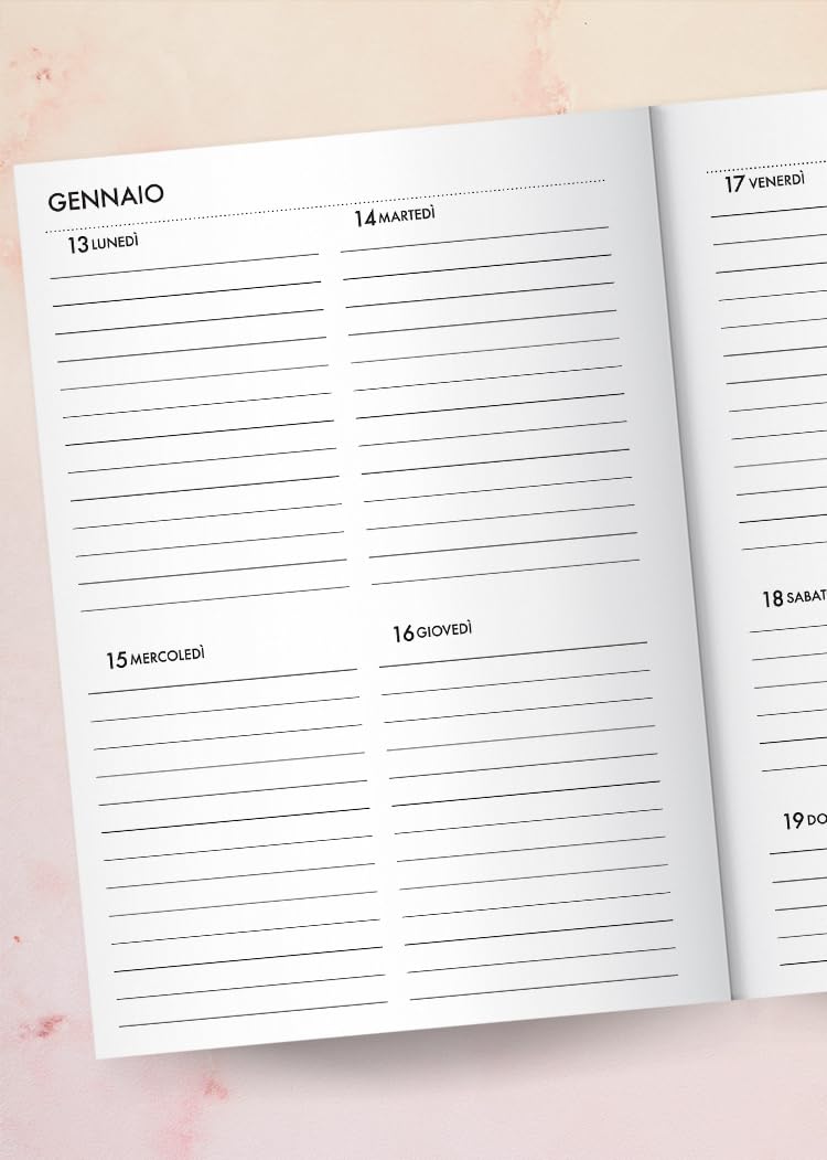 2025: Agenda 2025 12 mesi gennaio - dicembre, marmo rosa e strisce