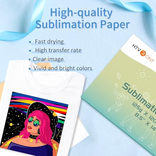 Image of HTVRONT Sublimation Paper 8.5x14 Inch - 120 Sheets Easy to Transfer Sublimation Paper for T-shirts, Tumblers, Mugs (8.5x14)