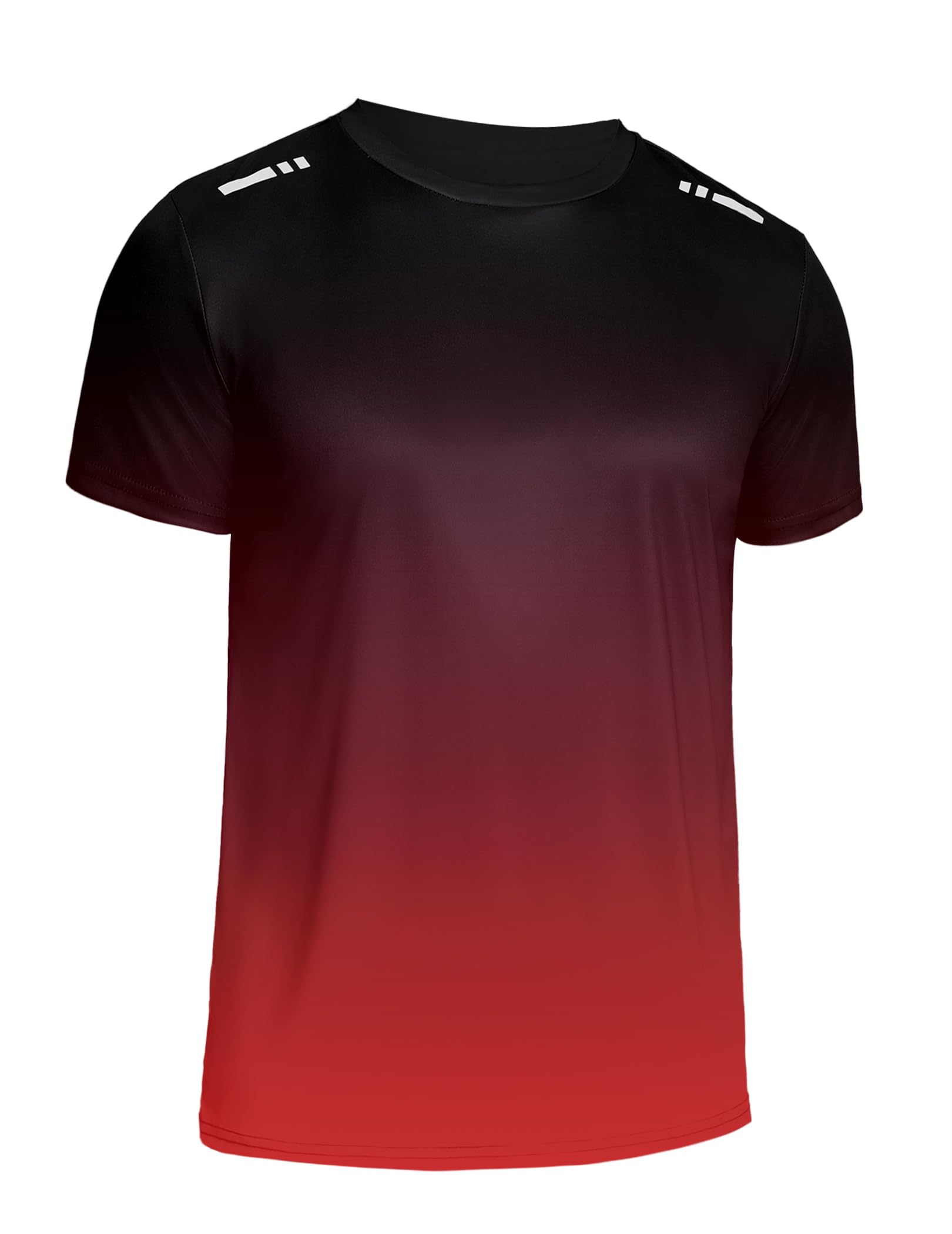 PINSPARK Herren Laufshirt Kurzarm UPF50+ Schnelltrocknend mit Reflektoren | Farbverlauf, recycelter Stoff, etikettenlos für Laufen, Fitness, Tennis, Tischtennis