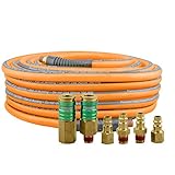Freeman PHF3865WF 3/8' x 65' PU Hybrid High Flow Air Hose with with 6 Brass High Flow Fittings Kit