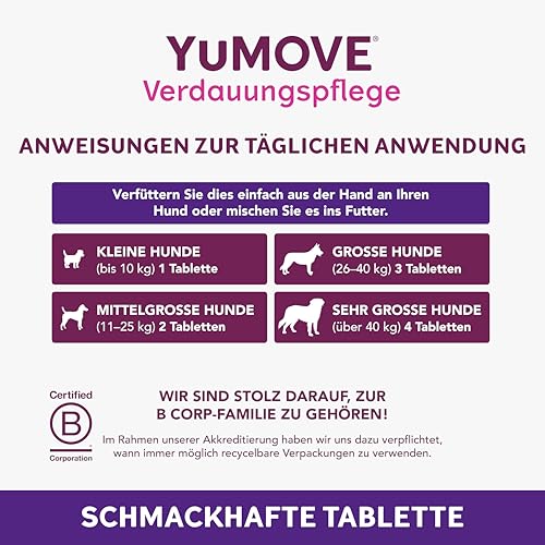 YuMOVE Probiotika Hund Tabletten - 120 Stück - Mit 200 Mio Guten Bakterien Enterococcus faecium & ActivBio Prebiotika MOS scFOS Beta-Glucane - Hund Darmflora Aufbauen & Natürliche Verdauungsbalance