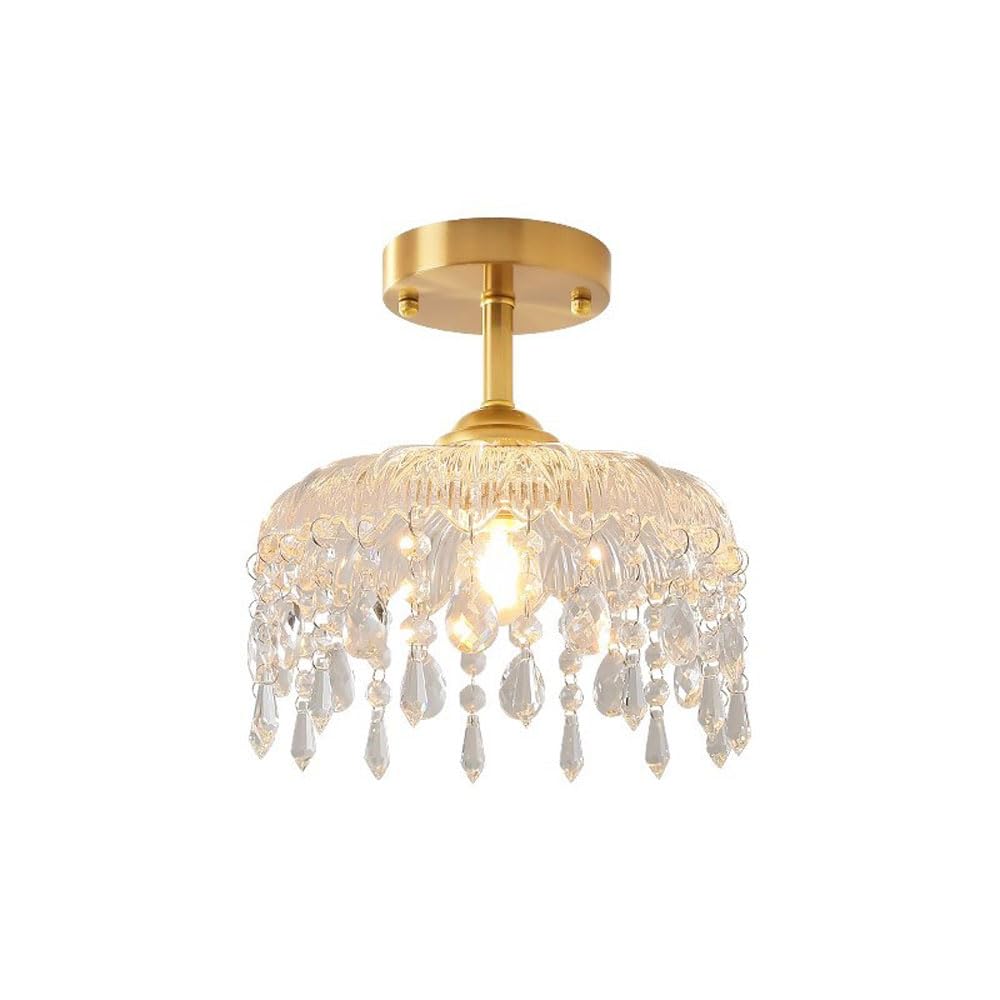 Plafonnier semi-encastré en cristal pour couloir et salon design moderne