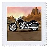 3dRose qs_4841_1 Quilt Square Picturing Harley-Davidson and No.174 Motorcycle