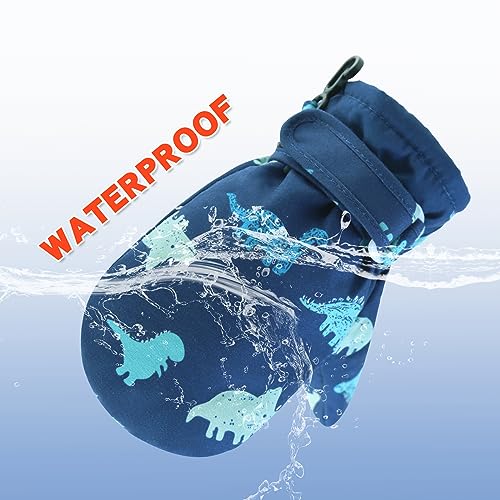 Image of BAVST Toddler Waterproof Mittens Fleece Lined Baby Boys Girls Winter Warm Glove Kids Snow Infant Ski Mitten for 3M-5T