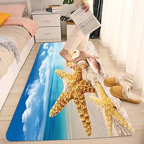 Non Slip Bath Rugs Sponge Foam For Bathroom,Durable Flannel Mat Bright 3D Print Rug, Clearance Mats For Forlaundry Room And Kitchen, Conch Beach Themed Decor Carpt #TOP4