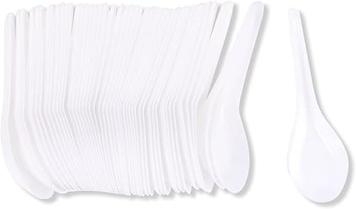 Miniatura 7 de Juvale Paquete de 500 cucharas desechables de plástico chino asiático para aperitivo, ramen, pho, 5.4 x 1.5 pulgadas, color blanco