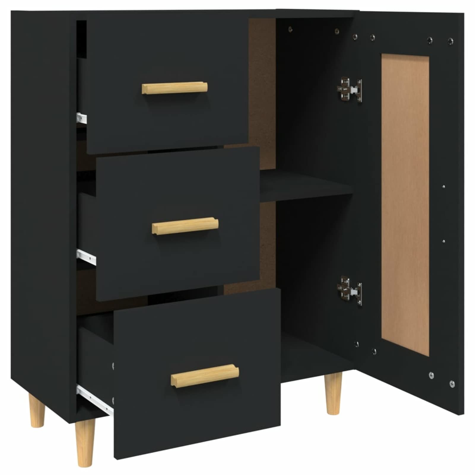 Armario De Pared Barash - Madera Ingeniería 69.5x34x90cm Negro