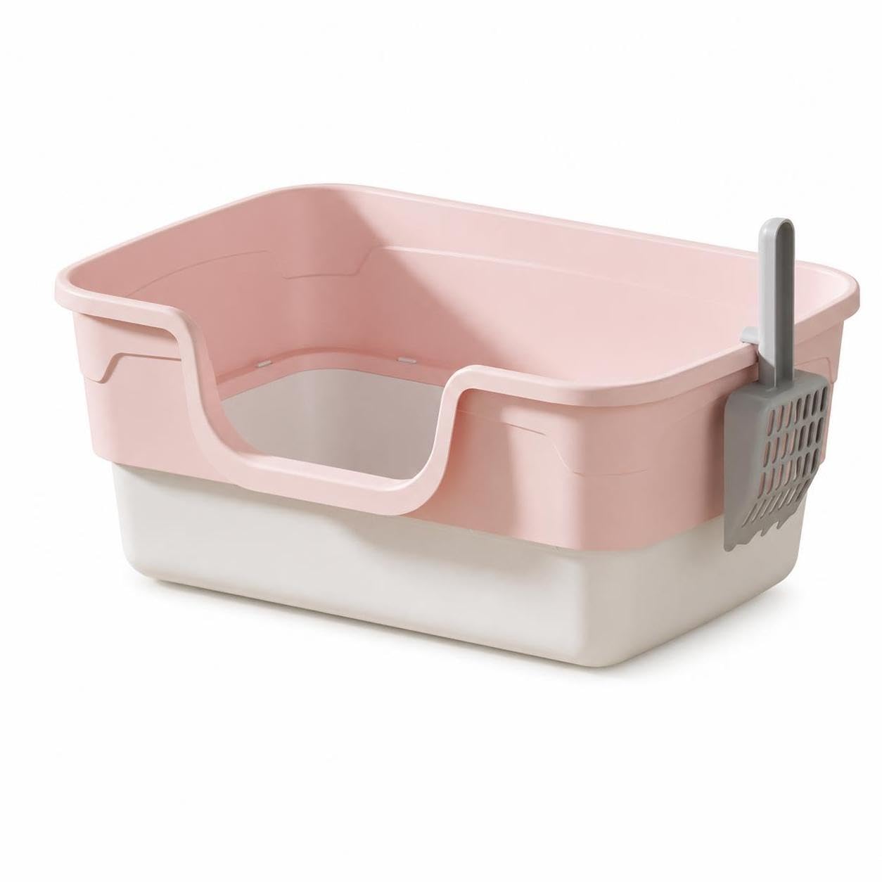 Arenero para gatos plástico PP tamaño extra grande color rosa con pala de limpieza