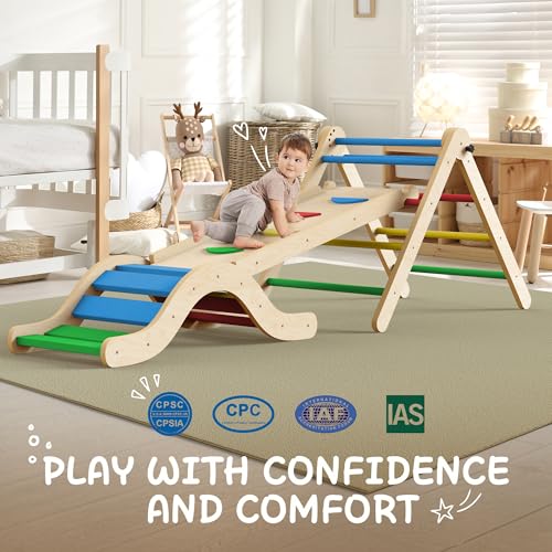 Montessori Indoor Spielset: 7-in-1 Klettergerüst mit Rutsche, Bogen & Matte für Kleinkinder und Kinder (1-3 Jahre) (Colorful)