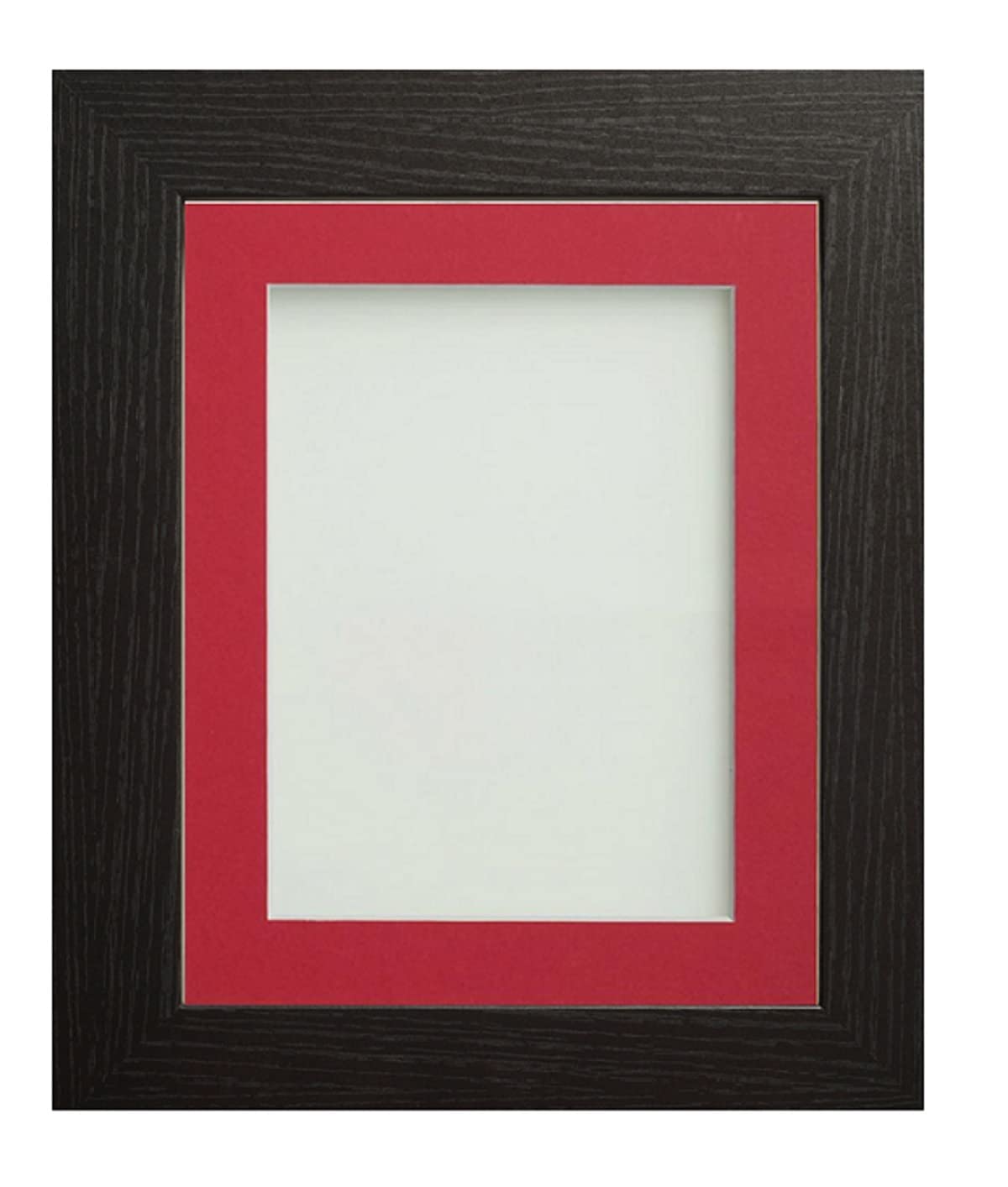 Frame Company Watson Black Picture Photo Frame fitted with Perspex, 16x12 inch with Red Mount for image size 12x8 inch