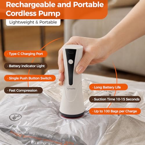 Monalife Vacuum Seal Bags for Clothing Travel with Electric Pump,8 Pack - image 2