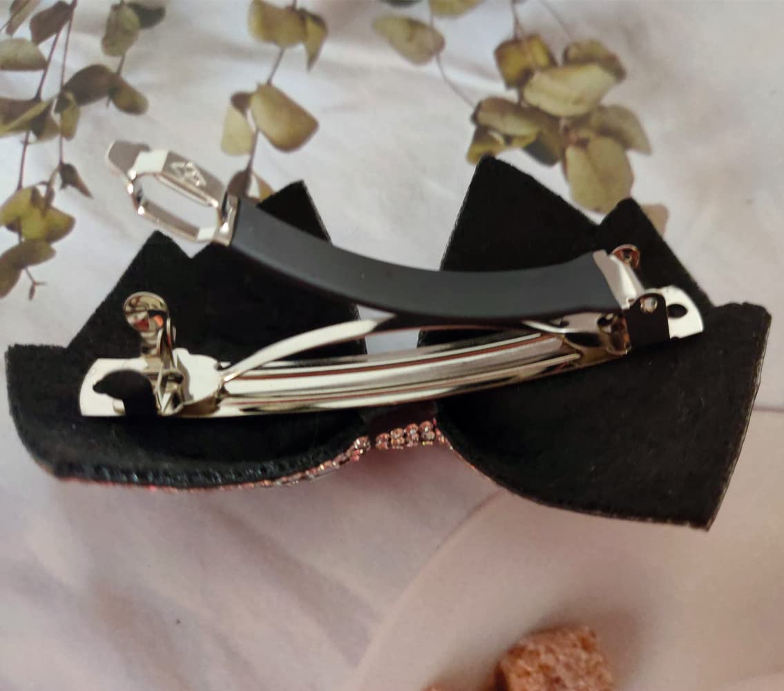 Bling Rhinestone Bow Hair Clip for Ponytail Holder, White Crystal Bowknot Spring Clip French Side Hair Barrettes Hair Pins Accessories for Women