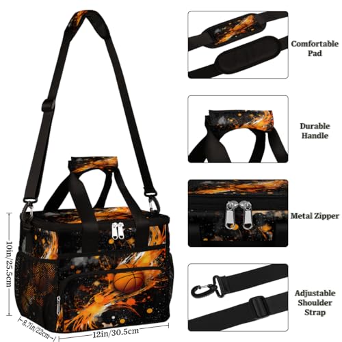 Insulated Picnic Backpack Lunch Box for Women Men Picnic Basket Tote Lunch Bag Picnic Bag Portable Lunch Bags for Picnic, Beach, Work, Trip,Office, Camp Basketball Ball