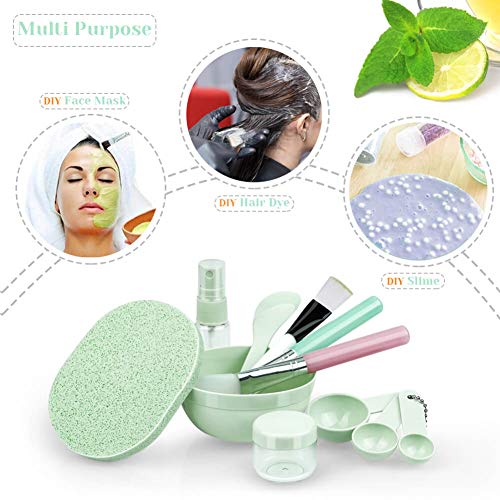 anezus Face Mask Mixing Bowl Set, Anezus 11 Pcs DIY Facemask Mixing Tool Kit with Facial Mask Bowl Stick Spatula Silicone Brush Spray Bottle Puff Soaking Bottle Gauges