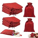 CZAYEFNH 24 Jutesäckchen in 2 Größen (13x18 cm + 10x14 cm) mit Kordelzug – Adventskalender Säckchen zum Befüllen – Geschenksäckchen für Weihnachten, Hochzeit, Geburtstag (Burgund)