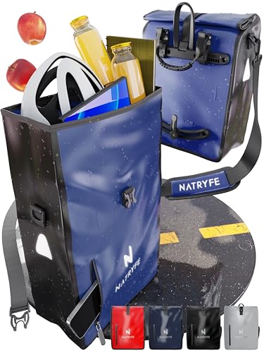 NATRYFE Fahrradtasche für Gepäckträger - 22L Volumen, 100% Wasserdicht & Robust - Mit Reflektoren...