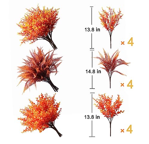 Home Decor Fall Artificial Flowers Plants Orange Outdoor Indoor, 12PCS Autumn Fake Plastic Flowers Grass Stems Arrangement, UV Resistant, No Fade, Faux Greenery Mums for Garden Hanging Planter Wedding - Cosy Home Interiors Home Decor Fall Artificial Flowers Plants Orange Outdoor Indoor, 12PCS Autumn Fake Plastic Flowers Grass Stems Arrangement, UV Resistant, No Fade, Faux Greenery Mums for Garden Hanging Planter Wedding - Image 3