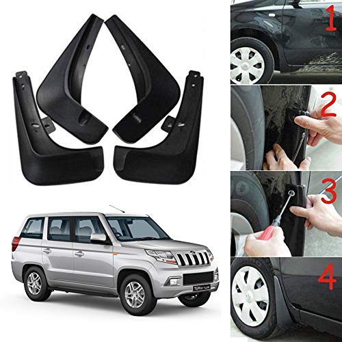 Image of Oshotto (O.E.M Fitting Cup Type) Mud Flap /Splash Guard Compatible with Mahindra TUV-300 Plus (Set of 4)