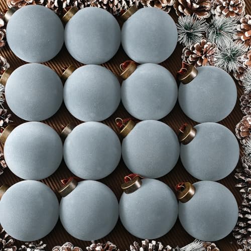 Liliful 15 Pcs Velvet Christmas Balls Bulk Flocked Christmas Tree ...