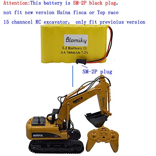 Blomiky 2 Pack 7.2V 700Mah Ni-Cd Rechargeable Battery Pack With Sm 2P Plug Replacement For Old Version 15 Channel Huina 1550 550 Rc Excavator 7.2V 700Mah Yellow 2 #TOP1
