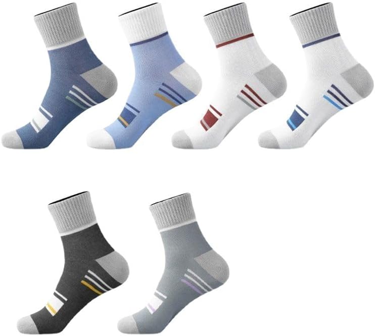 Men's Striped Wear-Resistant Mid-Calf Socks, Spring Autumn Winter & Four-Season Trendy Comfortable Sports Socks