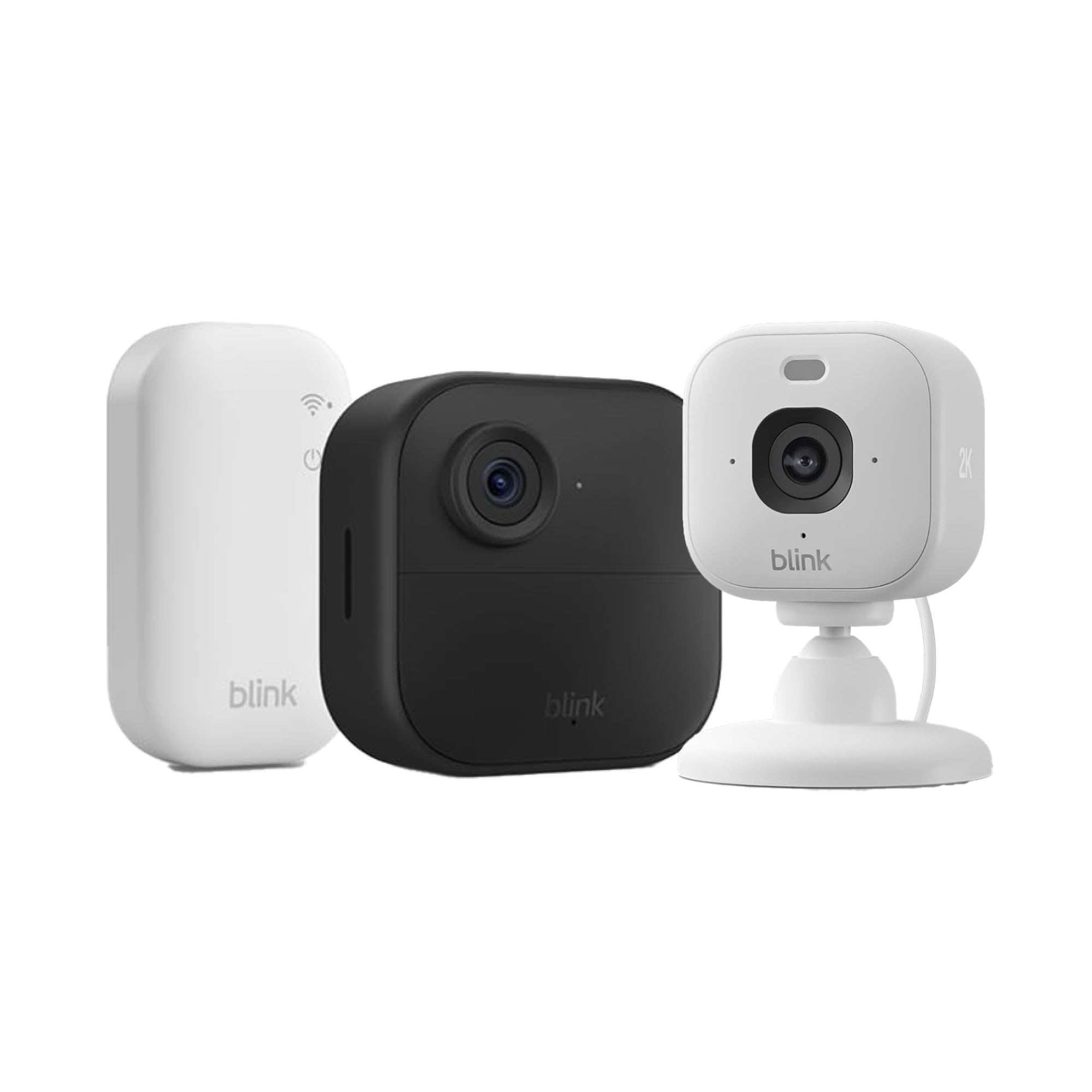Videocamera Blink Outdoor 4 + Videocamera Mini 2K+ Blink (ultimo modello) Bianca - Videocamera di sicurezza smart HD wireless, autonomia di due anni - Sistema a 1 telecamera con Sync Module Core incluso - IP65