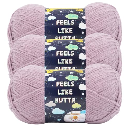 Image of Lion Brand Yarn, Feel Like Butta Velvety Soft Yarn for Knitting, Crochet, and Crafts, Quail, 3 Pack, Chenille Like Fiber for Plush Baby Blankets, Amigurumi Toys, and Worsted Weight Sweaters