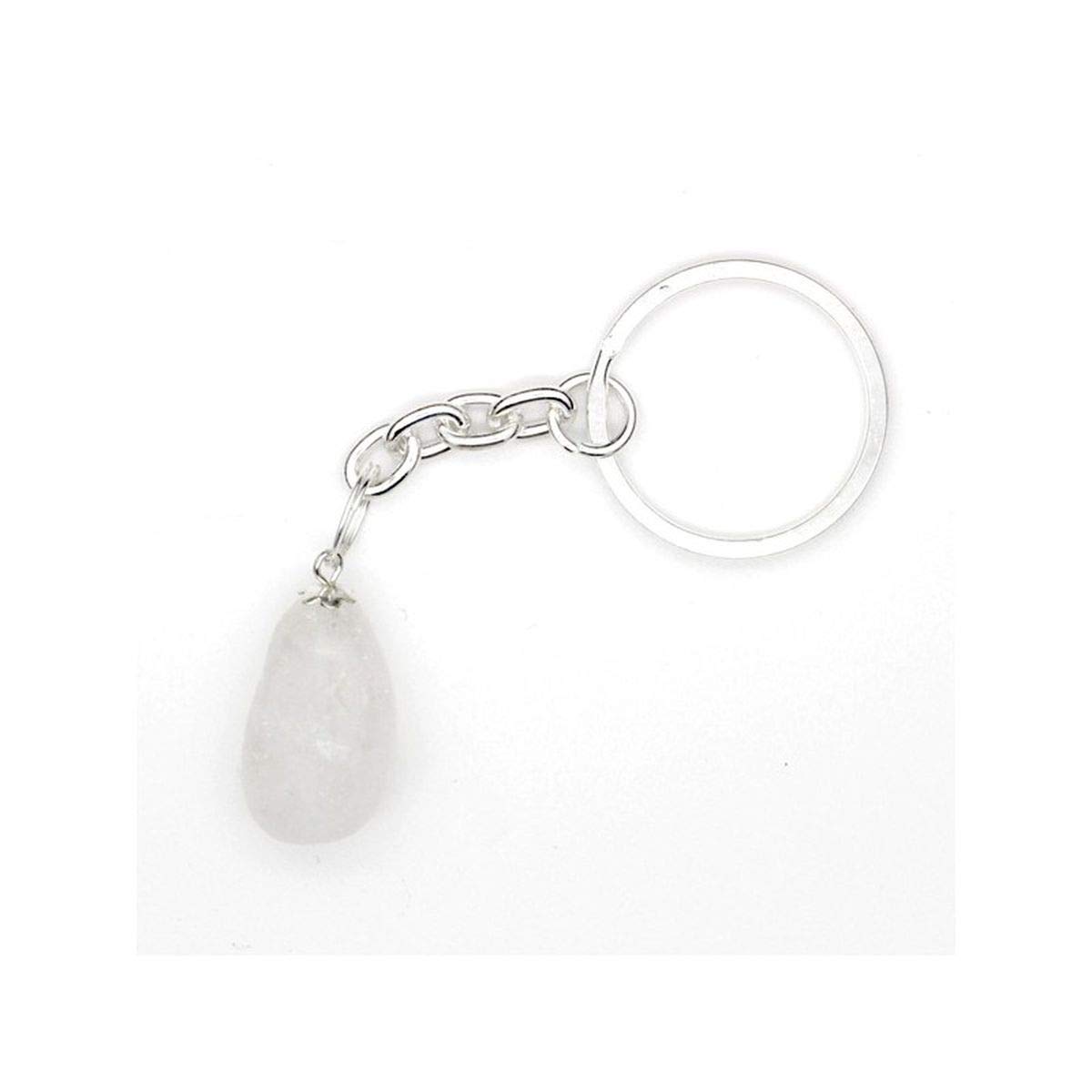 Keyring, Polished, White Quartz Teardrop
