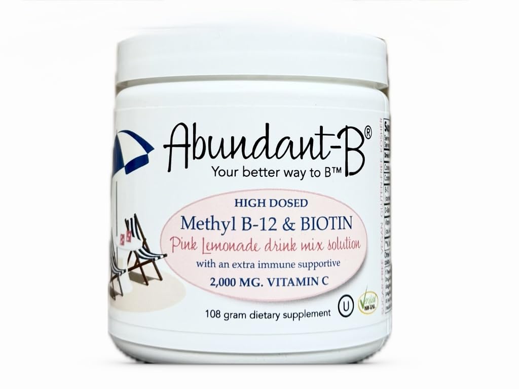 Sufficient-C Abundant-B High-Dose Methyl B-12 and Biotin Pink Lemonade Energy Drink Mix Solution - Flavor w/Function in Each Refreshing sip!