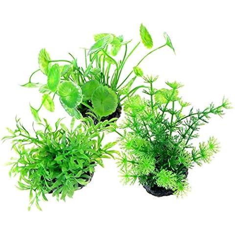 Uotyle Fish Tank Plants Plastic Artificial Aquarium Plants Decorations Green Ornament Small 3Pcs Cover