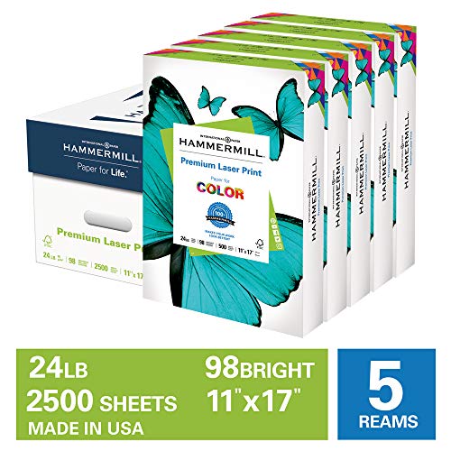 Hammermill Premium Laser Print 24lb Copy Paper, 11x17, 5 Ream Case, 2,500 Sheets