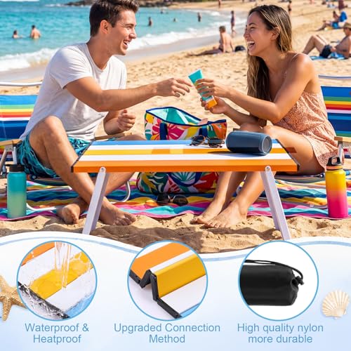 Mesa de Playa Plegable Chunful 41 x 29 x 13 cm Tableta Portátil con Rayas Blanca y Azul Naranja Rojo para Camping y Actividades al Aire Libre miniatura 4