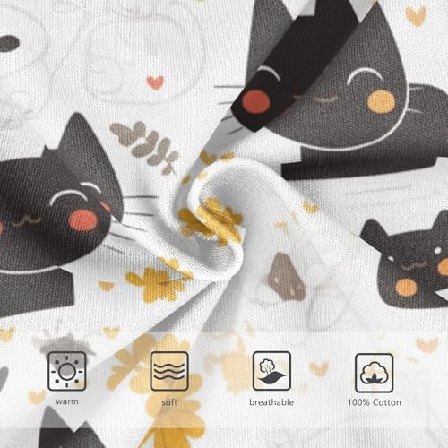 KLL Black Cat White Cute Cartoon Toddler Boys' Pure Cotton Briefs Cute Children Undies3