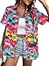 Hawaiian Shirts Women Hawaii Tshirt Cool Floral Tropic Print Graphic Tees Tops Button Up Summer Vacation Shirt （Color Tree XL）