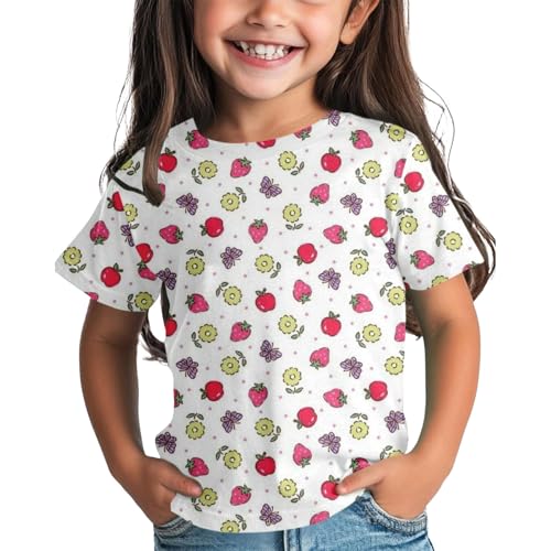 Little Boys Girls Cute Fruit Graphic Tees Short Sleeve Crewneck Printed T Shirts Summer Soft Cool Causal Birthday Outfits