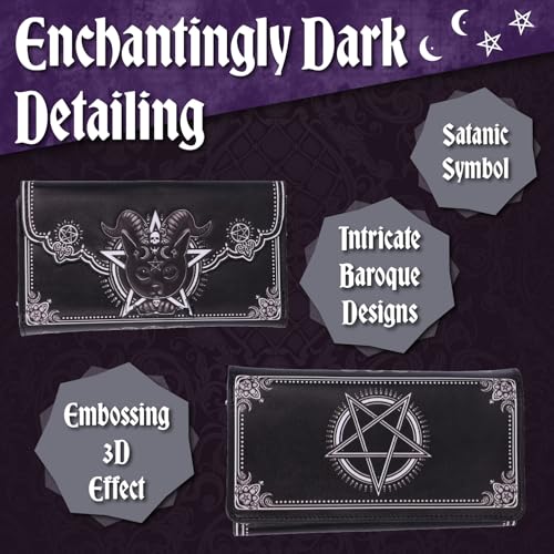 Nemesis Now Pawzuph Gothic Cat Purse, Embossed Baphomet Design, Occult-Themed Wallet, Ideal Gift for Feline Enthusiasts, 18.5cm4