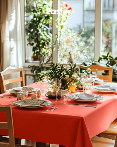 Image of Pureegg Plastic Table Cloth Disposable 8 Pack 54 x 104 Inch, Orange Basic