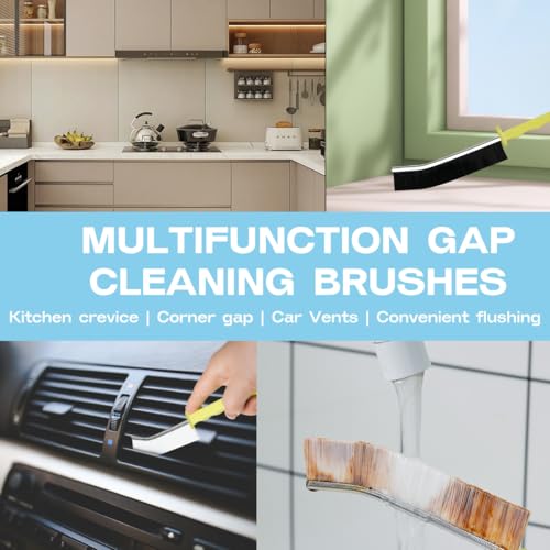 Image of Hard Bristle Crevice Cleaning Brush Multifunctional Corners Gap Cleaning Brush Crevice Cleaning for Household Use (3Pcs Black+3Pcs White)